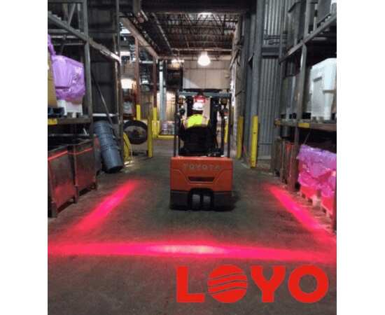 Маркерный фонарь LOYO 60W - Красная линия, FORK LINE MEGA RED  для вилочного складского погрузчика