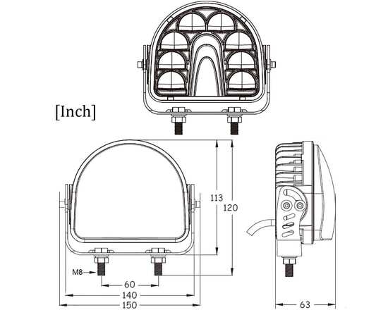 Маркерный фонарь 25W - Красного цвета (подкова) 7009D-25W ( 9-80V )