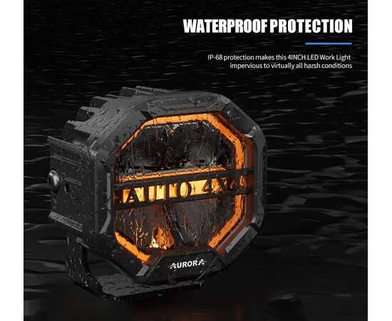 Светодиодная фара AURORA 40W - ALO-W-4-R12T3-AW - Комбинированный свет (белый свет) + ДХО (Желтый -Белый) 4600Lm