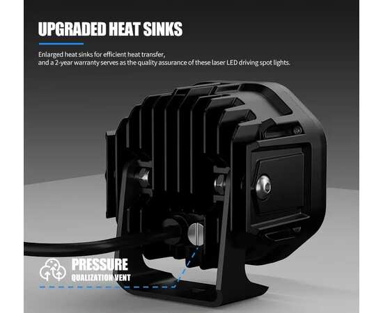 Светодиодная фара AURORA 40W - ALO-W-4-R12T3-AW - Комбинированный свет (белый свет) + ДХО (Желтый -Белый) 4600Lm