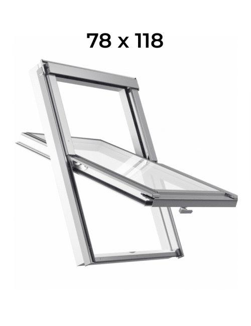 Пластиковое мансардное окно, двухкамерный стеклопакет RoofLITE+ TRIO PINE PVC 78*118