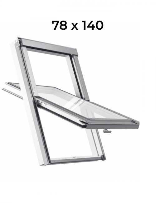 Пластиковое мансардное окно, двухкамерный стеклопакет RoofLITE+ TRIO PINE PVC 78*140