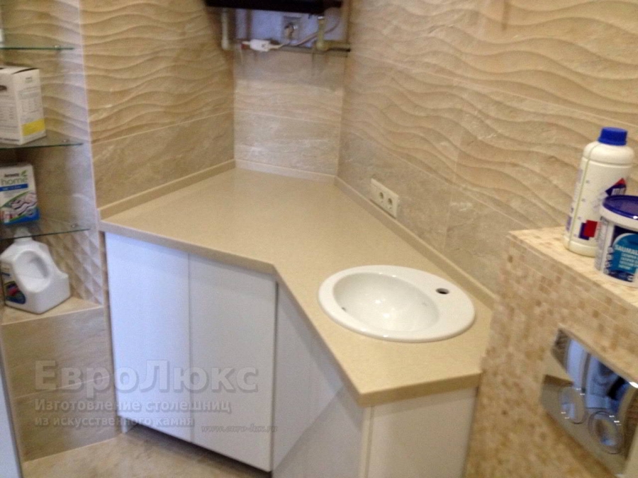 Столешница в ванную из акрилового камня Tristone Beige Sands с раковиной