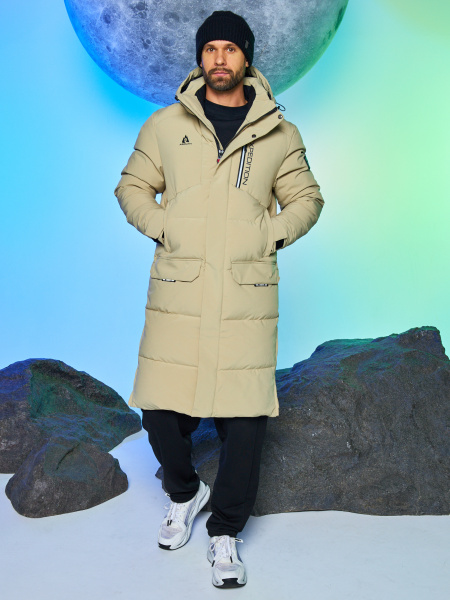 Мужское мембранное стеганное пальто Azimuth Снежный Богатырь 123/22950_21 Соломенный