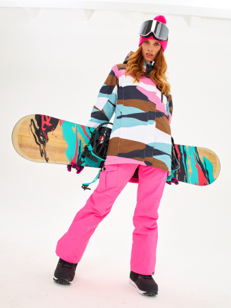 Женский сноубордический /горнолыжный костюм Alpha Endless Волшебное конфетти_010 / брюки 223/1421_PNK Розовый