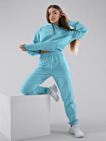 Женский трикотажный костюм Fashion М0075_Голубой