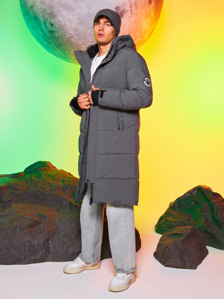 Мужское мембранное стеганное пальто Azimuth Снежный Витязь 123/23685 Темно-Серый