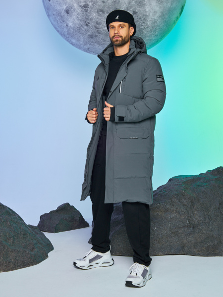 Мужское мембранное стеганное пальто Azimuth Снежный Богатырь 123/22950_28 Темно-Серый