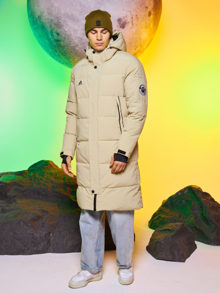 Мужское мембранное стеганное пальто Azimuth Снежный Витязь 123/23685_21 Соломенный
