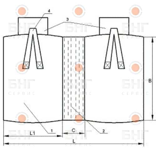 Текстильный контейнер КТ 1220 мм чертеж