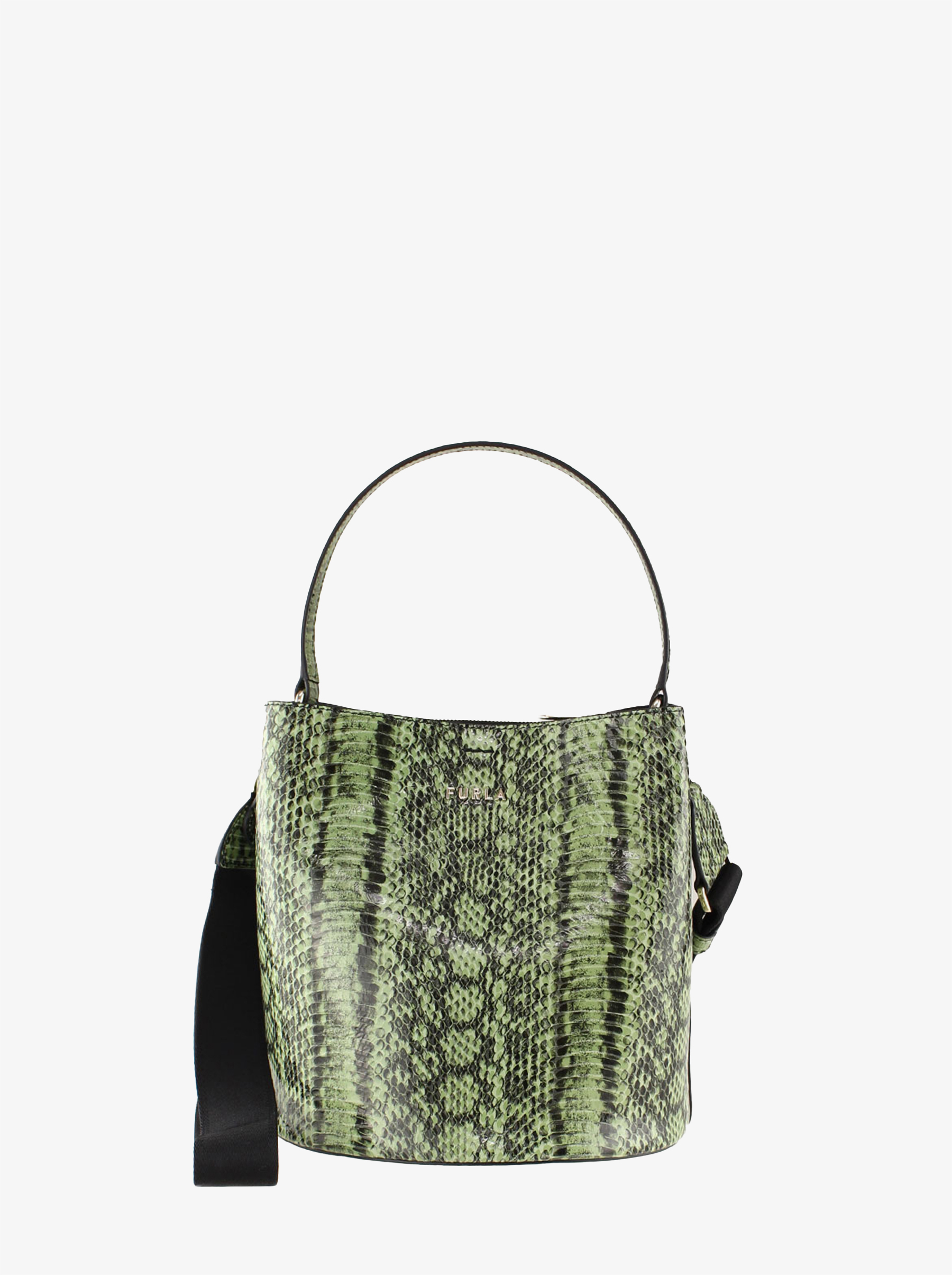 Сумка Furla Danae Croc-Embossed Bucket Bag Medium Green