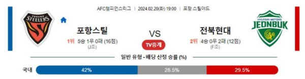 AFC 2024년 2월20일 포항 스틸러스 vs 전북현대모터스