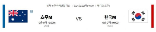 국제아시안컵 2024년 2월22일 16:30 호주 vs 대한민국