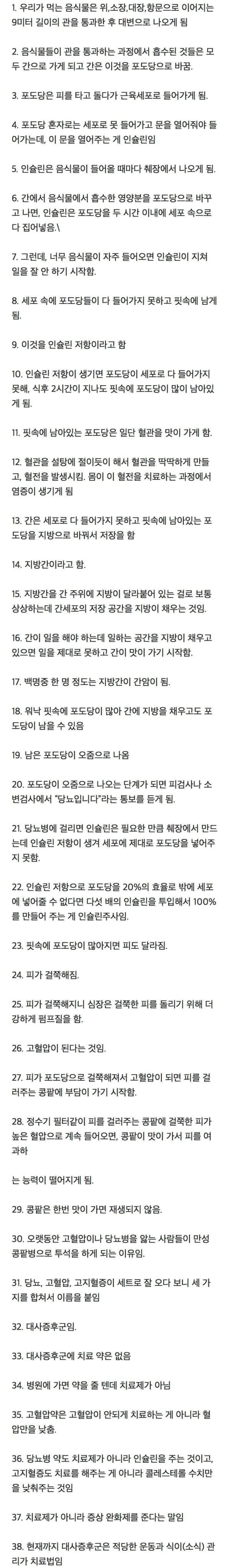 당뇨가 오는 과정