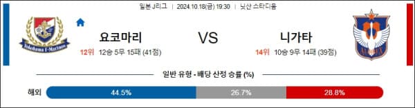 축구분석 [일본 j리그] 10월 18일 요코하마 마리노스 VS 니가타