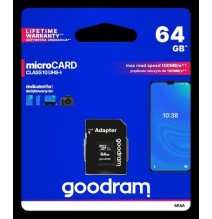 microSD GoodRAM 64GB class 10 UHS I + adpter, ret. blister