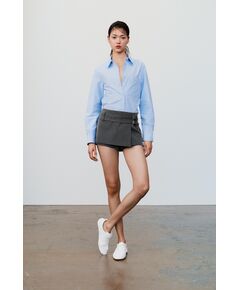 Zara Рубашка-футболка в стиле оксфорд , Цвет: Синий, Размер: XS