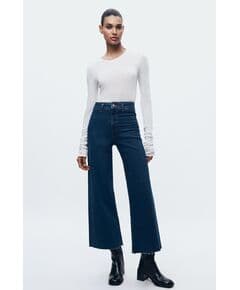 Zara Женские джинсы zw collection marine straight-leg high-waist , Цвет: Синий, Размер: 32