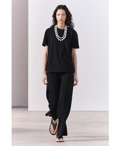 Zara Тяжелые хлопковые брюки , Цвет: Черный, Размер: XS