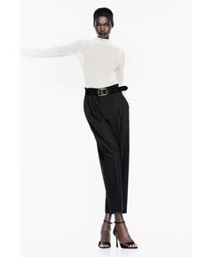 Zara Штаны carrot fit с поясом , Цвет: Черный, Размер: XS