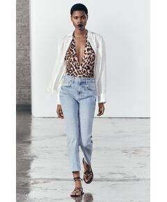 Zara Коллекция джинсов zw collection bootcut high-waist cropped , Цвет: Синий, Размер: 32