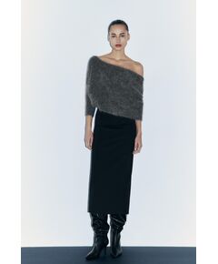 Zara   alpaca blend asymmetric knit bolero jumper cape , Цвет: Серый, Размер: S