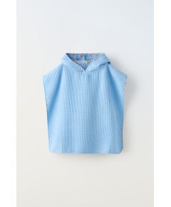 Zara   4-5 лет/ пончо из вафельной ткани с капюшоном и принтованными отделками