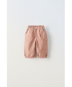 Zara Брюки-бананы из твила с разрезом , Цвет: Розовый, Размер: 1½ лет (86 см)