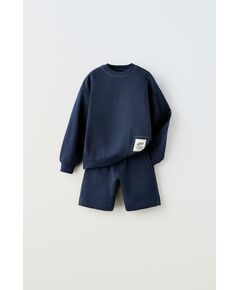 Zara Мягкий топ с отстрочкой и шорты бермуды в комплекте , Цвет: Синий, Размер: 6 лет (116 см)