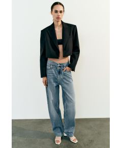 Zara Оверсайз кроппед блейзер , Цвет: Черный, Размер: L