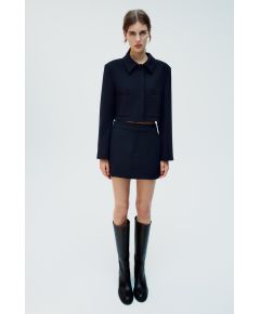 Zara Короткий блейзер с воротником рубашки , Цвет: Синий, Размер: XS