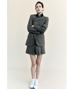 Zara Пиджак с разделителем zw collection pinstripe wool blend blazer , Цвет: Серый, Размер: XS