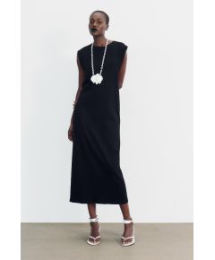 Zara  : платье midi с рейкой , Цвет: Черный, Размер: S