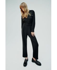 Zara Комбинезон из крепа с поясом , Цвет: Черный, Размер: XS