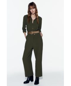 Zara Комбинезон с поясом , Цвет: Зеленый, Размер: XS