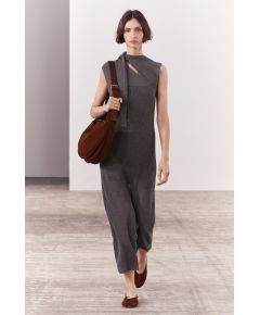 Zara Платье midi с узлом , Цвет: Серый, Размер: S