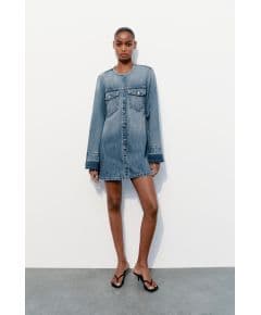 Zara Платье trf denim dress , Цвет: Синий, Размер: XS