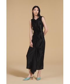 Zara Платье из органзы, имитирующее шелк - лимитированная коллекция , Цвет: Черный, Размер: XS