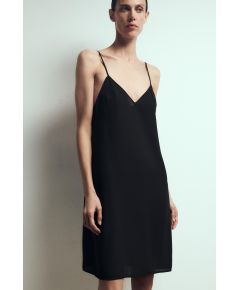 Zara Короткое платье-слип с v-образным вырезом и тонкими лямками, Цвет: Черный, Размер: XS