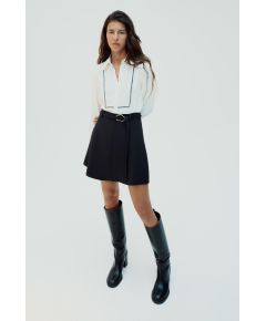 Zara Мини-юбка с тканым поясом , Цвет: Черный, Размер: XS