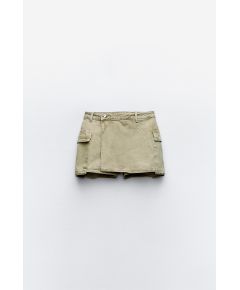 Zara Юбка-шорты z1975 mid-rise pareo skort , Цвет: Зеленый, Размер: XS