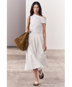 Zara Стильная миди-юбка с высокой талией из коллекции zara woman, Цвет: Белый, Размер: XS