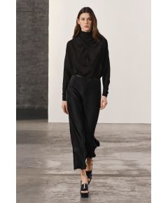 Zara Юбка-миди из коллекции zw из атласа, Цвет: Черный, Размер: XS