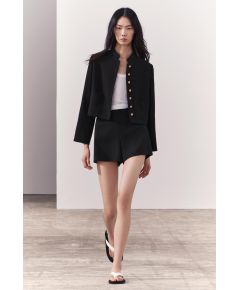 Zara Шорты с высокой талией из коллекции zw collection, zara woman, Цвет: Черный, Размер: XS