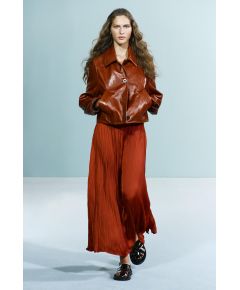 Zara Юбка-миди с завышенной талией и эластичной лентой, Цвет: Оранжевый, Размер: XS-S