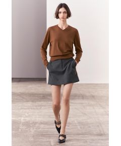 Zara Юбка zw collection из шерстяной смеси с просохшим поясом , Цвет: Серый, Размер: XS