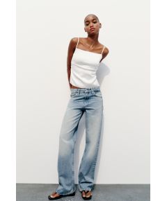 Zara Топ из атласа с завязкой на спине , Цвет: Белый, Размер: XS