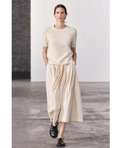 Zara Легкий трикотажный топ из 100% шерсти, Цвет: Бежевый, Размер: S