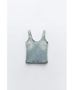 Zara Топ trf denim top , Цвет: Синий, Размер: XS