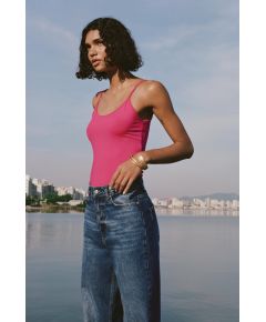 Zara Топ из полиамида с тонкими бретелями , Цвет: Розовый, Размер: S